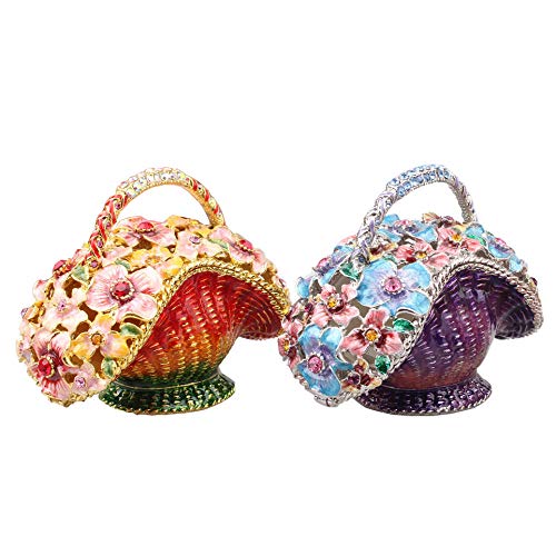 Objets de collection décoratifs panier fleuri et statuette de salon - 4