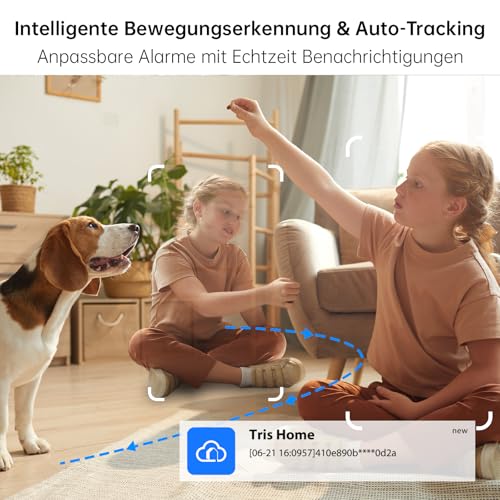 CiKiKWXO 2.4/5GHz Überwachungskamera Innen WLAN mit 2K (3MP) HD Kamera Überwachung Innen PTZ– Bewegungserkennung, IR Nachtsicht, Zwei-Wege-Audio Kompatibel mit Alexa für Haustier/Innen