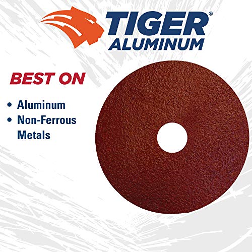 Image of Weiler 60404 Tiger Aluminum Resin Fiber Sanding & Grinding Disc, 4-1 /2 inch Diameter, 80 Grit, 7 /8 inch Arbor Hole (Pack of 25)
