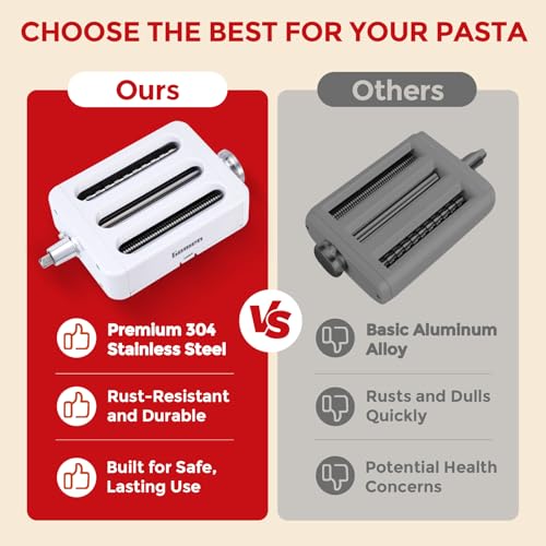 Image of Gomen Pasta Maker Attachment For KitchenAid Stand Mixer, 3 In 1 Pasta Roller & Cutter Attachment Set, Homemade Pasta Sheet, Spaghetti & Fettuccine Cutter Pasta Maker Accessories