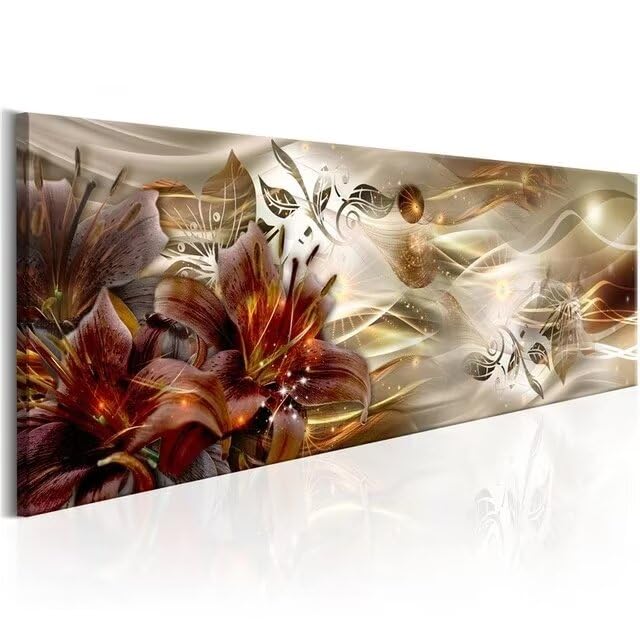 Peinture diamant fleur orchidée 50x150cm contre les murs vides et tristes