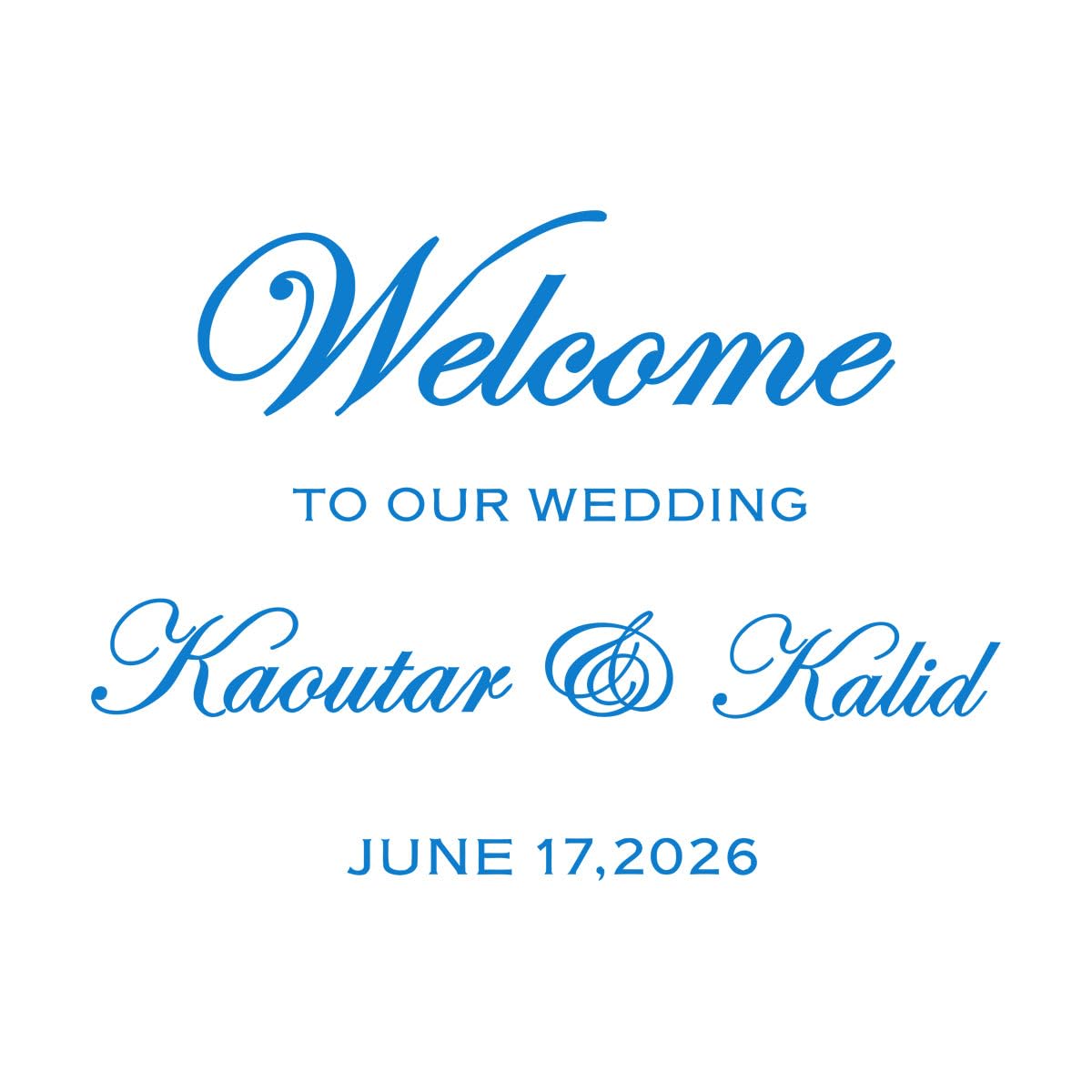 Lettering Decals Welcome Wedding Sign Any Text Board Anniversary Engagement Party Sign Mirror 81x106.5cm Do not Damage the wall Surface Extra Large Blue — image 1