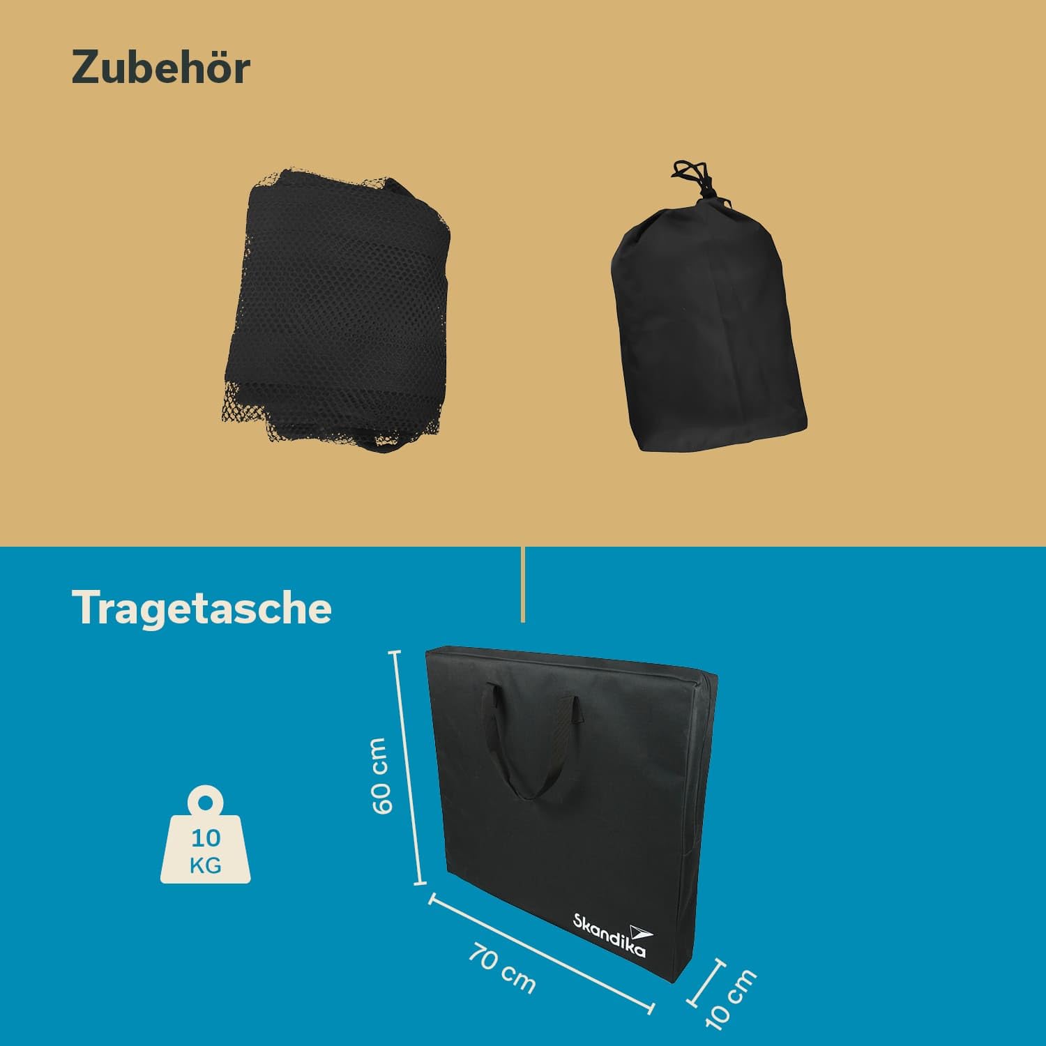 Skandika Bambus Campingtisch Tolja | Faltbarer Tisch mit Netzablage, versch. Größen, 3-Fach höhenverstellbar, Alu, Holz, wetterfest, UV-beständig | Klapptisch für Camping, Garten, Balkon