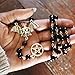 CATSELURRY Necklace Silver Flying Bat Pentagram Necklace Black Rosary Necklace Jewelry Gothic Halloween Necklace Fashion Jewelry for Women