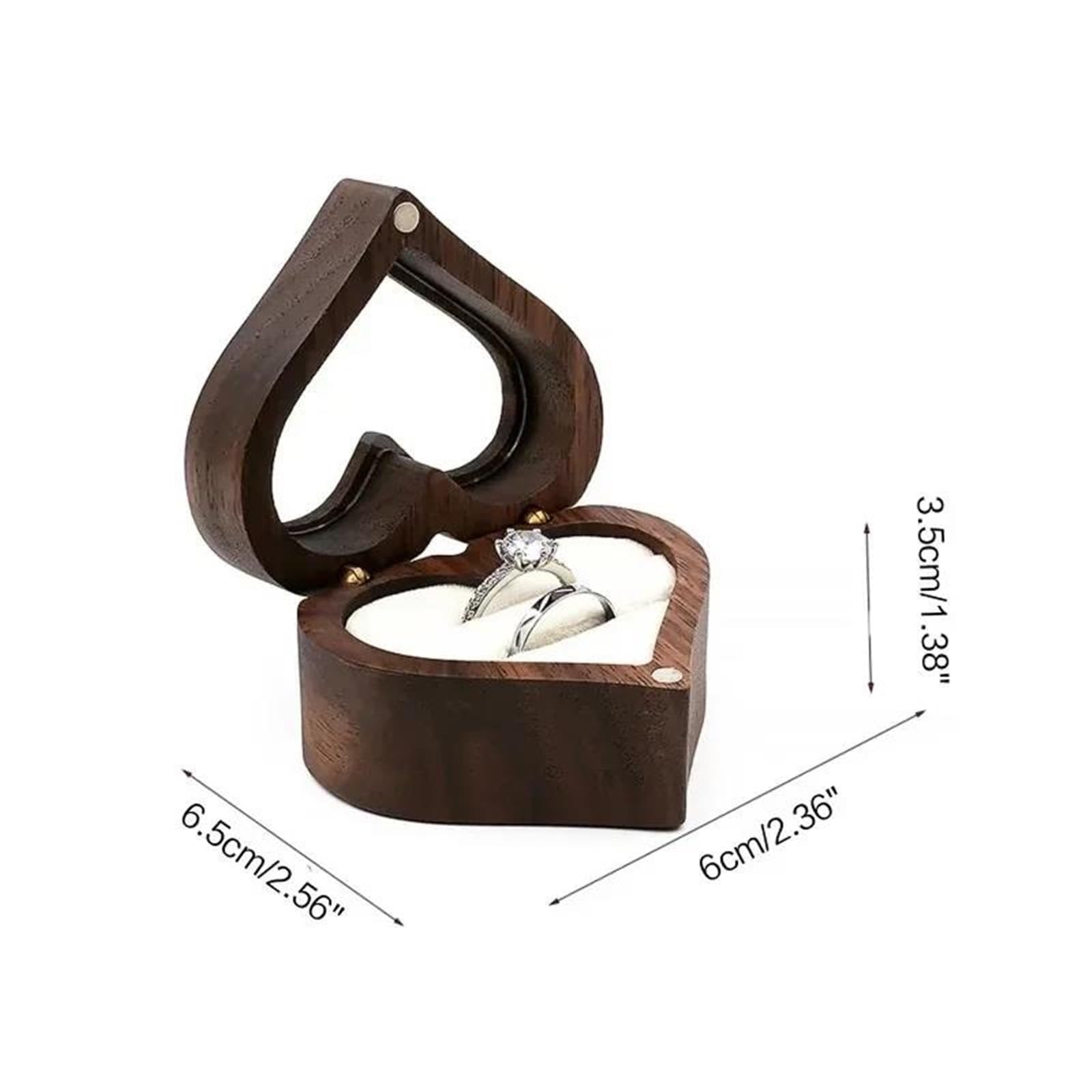 Joyeros Joyero Viaje Para Ceremonia Boda Caja Joyería Propuesta Almacenamiento Regalo Boda 1 Uds Grabado Gratis Caja Anillo Madera Nogal Con Forma Corazón Amor(7*6*4cm) Organizador De Joyas Joyero Mad