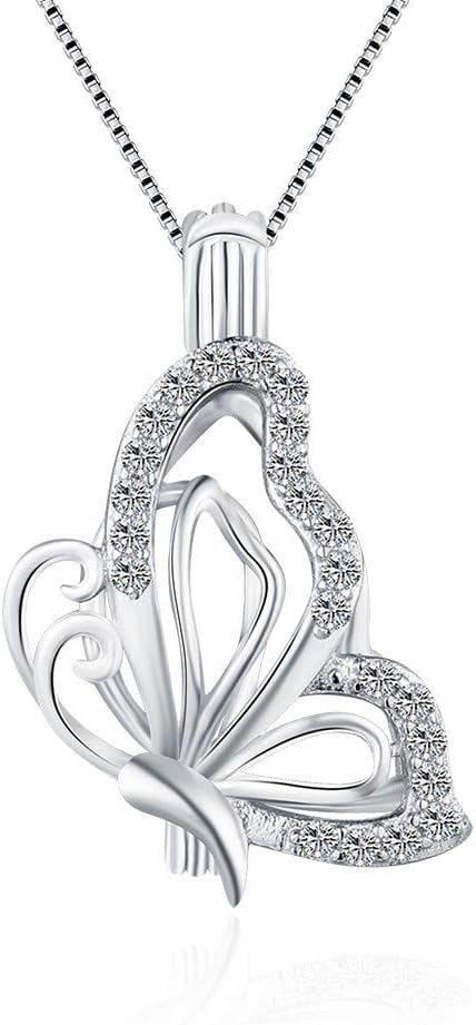 925 Sterling Silver Butterfly CZ Cage Pendants Crafting Charm for DIY Necklace Bracelet Jewelry Making