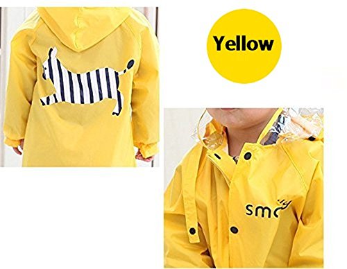 GIM Bambini Pioggia Cappotto Unisex Impermeabile Coprizaino Poncho Giacca Protezione con cappuccio per Ragazze & Ragazzi 3 – 12 anni