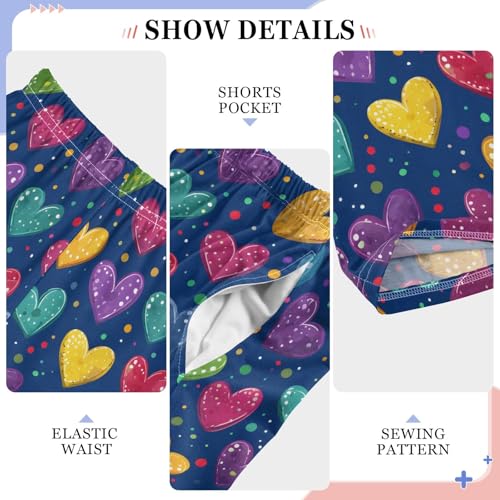 Pajama Pants Lounge Sleep PJ Bottoms Sleepwear Elastic Waist Drawstring S Colorful Polka Dot Heart4