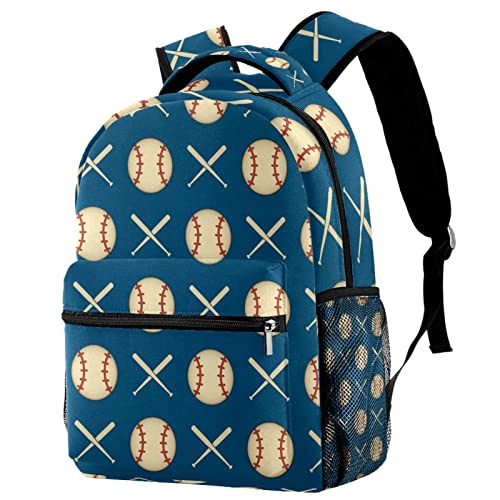 Sac à dos de voyage rétro motif baseball bleu taille medium avec poche bouteille