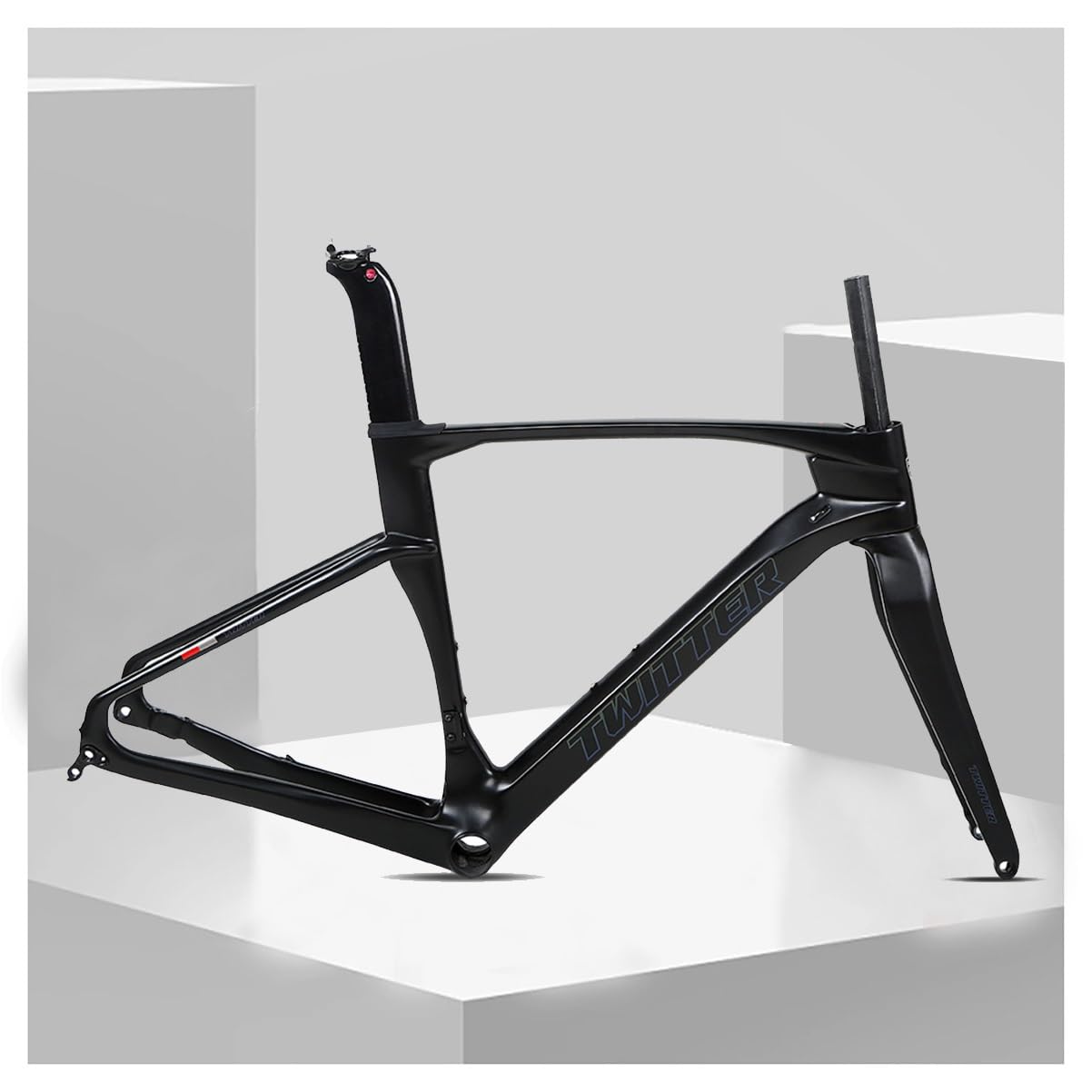 KLWEKJSD Carbon Fiber Road Bike Frameset with Bike Fork 45/48/51/54CM Bike Frame Disc Brake Thru Axle Bicycle Frame for 700C Wheels (Color : Black, Size : 54cm)