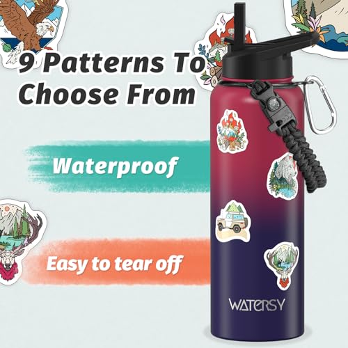 Image of 40oz Insulated Water Bottle (Cold for 48 Hrs),BPA Free&Leak Proof,Stainless Steel Water Flask,Water Jug with Straw Spout Lids for Gym,Hiking,Travel,Red Purple