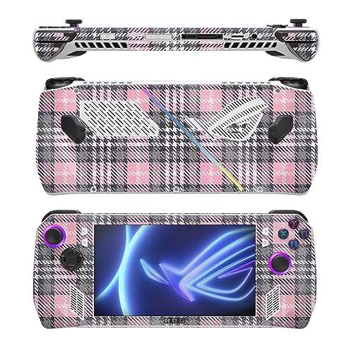 Image of MightySkins Glossy Glitter Skin Compatible with Asus ROG Ally - Pink Plaid | Protective, Durable High-Gloss Glitter Finish | Easy to Apply, Remove, and Change Style