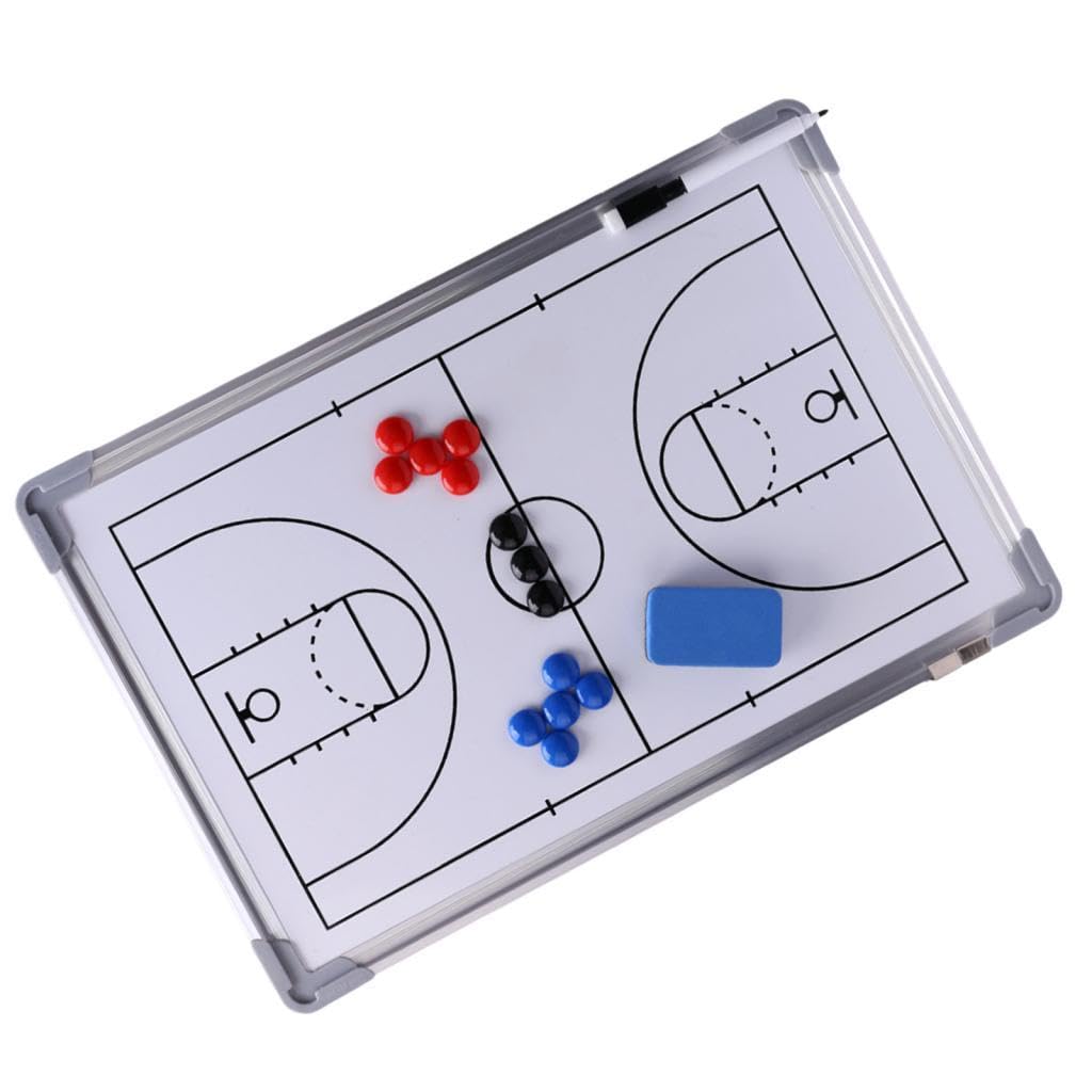 Lavagna Allenatore Basket Portatile con Pennarello E Pedine Struttura Robusta in Alluminio Impermeabile Superficie Cancellabile Adatta per Dirigenti