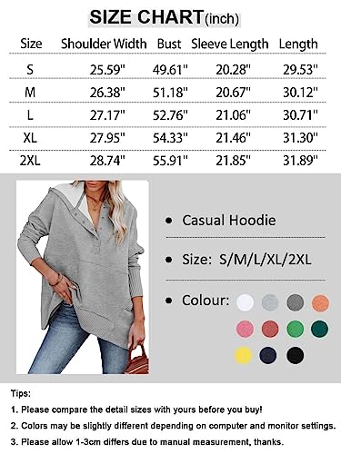 Zwurew Women Casual Henley Hoodie Pullover V Neck Oversize Sweatshirt With Pocket Black Grey #TOP5