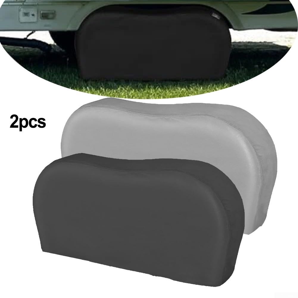 Cubiertas para neumáticos de camión y RV para todas las estaciones para neumáticos de doble eje con construcción de vinilo grueso y respaldo suave para evitar arañazos y daños climáticos (420 negro