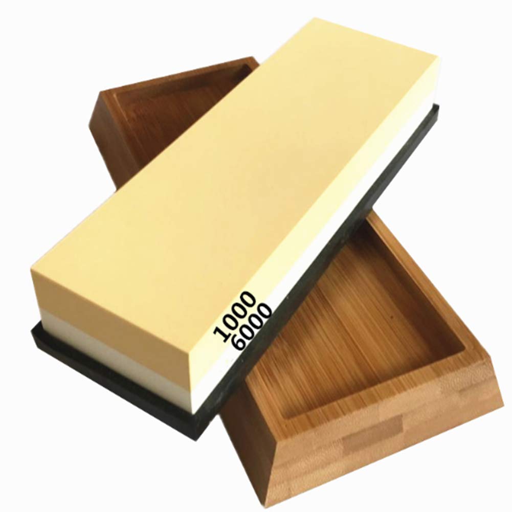 Zestaw kamieni do ostrzenia noży Whetstone, dwustronny kamień wodny o ziarnistości 1000/6000, najlepszy kuchenny kamień do ostrzenia noży na mokro, antypoślizgowa podstawa bambusowa,