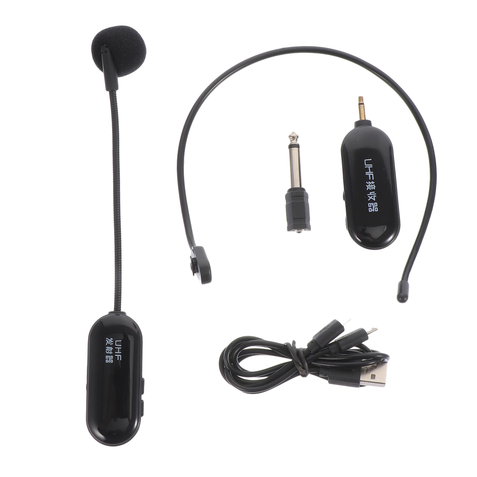 Micrófono Inalámbrico de Diadema UHF Negro, Pequeño y Duradero, Conector Estándar de 3,5 Mm, Compatible Amplificadores, Adecuado para Profesores y Guías Turísticos
