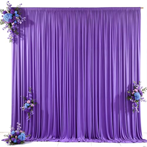 Image of 10x10ft Purple Backdrop Curtain for Wedding Parties Wrinkle Free Fabric Purple Drapes Backdrop Decoration for Baby Shower Birthday Photography Decoration 2 Panels, 5ft x 10ft