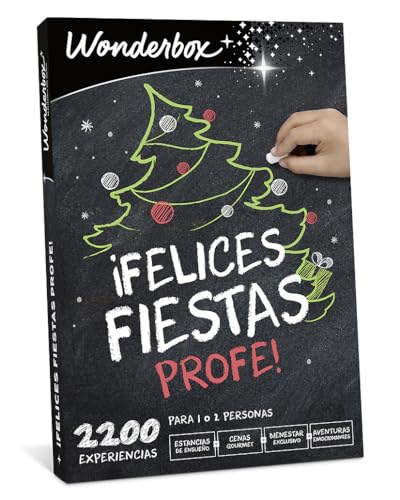 WONDERBOX - Caja Regalo - Felices Fiestas profe - 1 Experiencia a Elegir Entre Hoteles de 5 Estrellas, Cocina de Autor, masajes y Acceso a SPA, pilotaje de avioneta - 1 o 2 Personas
