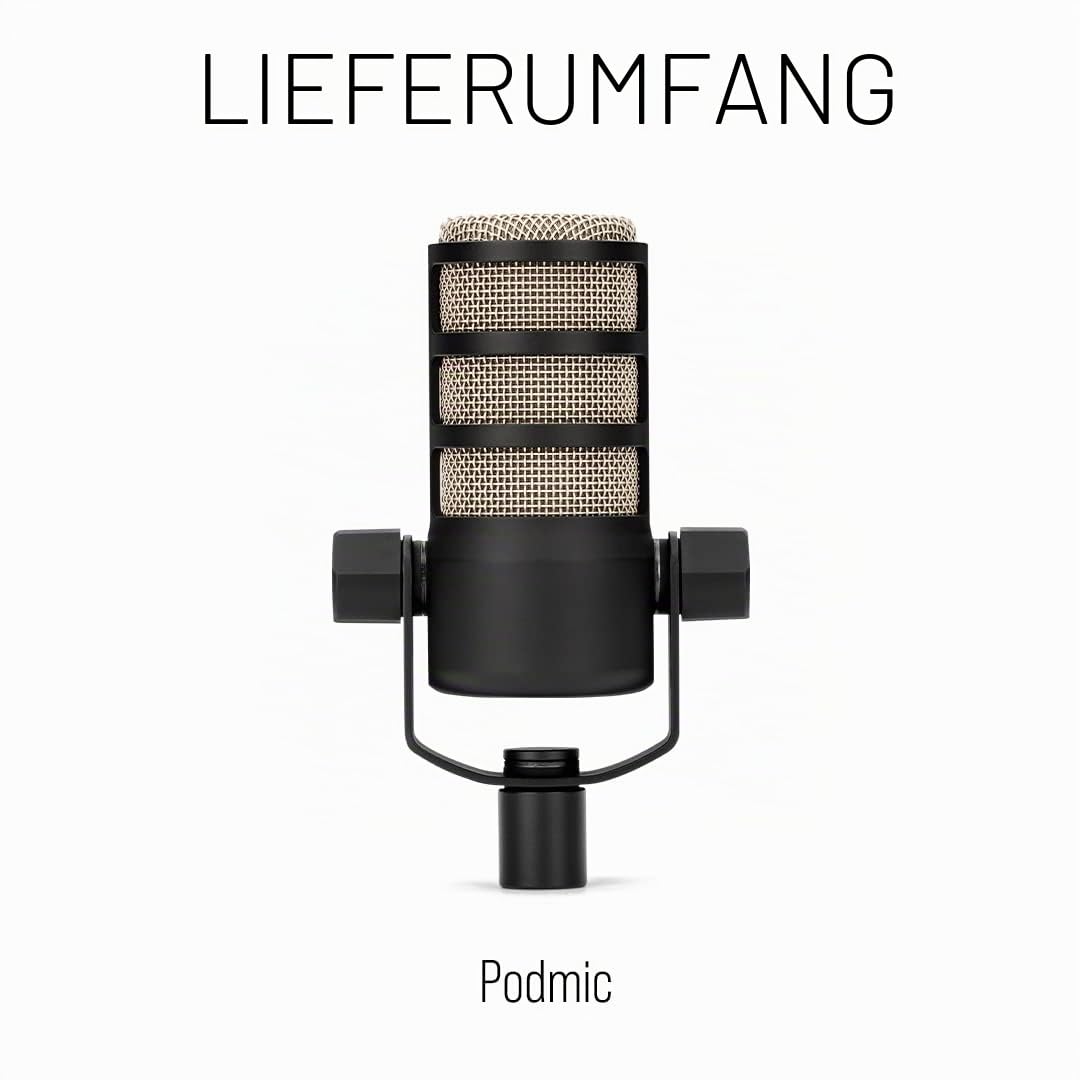 RØDE PodMic Dynamisches Mikrofon mit Rundfunkqualität mit integrierter Schwenkhalterung für Podcasting, Streaming, Spiele und Sprachaufnahmen, XLR (Schwarz)