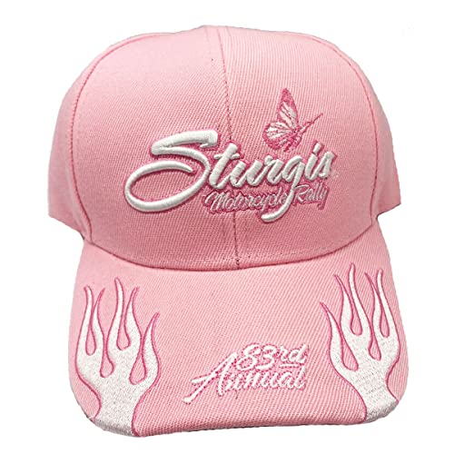 Ladies 2023 Sturgis Motorcycle Rally Flaming Pink Butterfly Hat ONE Color