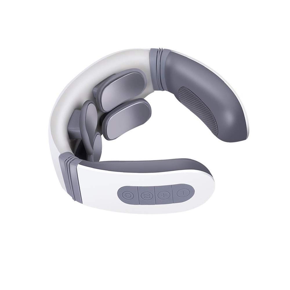 HYJMJJ Lectric Neck Massager 3D 4 Heads USB Magnetic-Pulse Wireless Neck Cervical Massager Rechargeable 5 Massage Modes 12 Gears