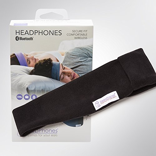 AcousticSheep SleepPhones Wireless | Bluetooth Headphones for Sleep, Travel & More | Flat Speakers | Rechargeable Battery Lasts Up to 10 Hours | Midnight Black - Fleece Fabric (Size M)