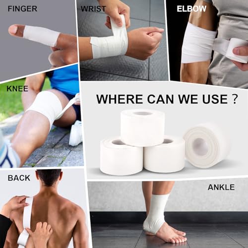 Image of CHMI Athletic Tape,White Sports Tape (20 Pack), 200 Yards Rolls Very Strong Easy Tear NO Sticky Residue Best Tape for Gymnastics Climbing Bat Injuries Medical (1.5 Inch X 200 Yards).