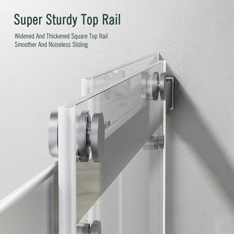 Image of Bathtub Sliding Door, 55 inch-60 inch W x 56 inch H Tub Shower Door, Bathtub Glass Door, Bathtub Double Sliding Tempered Glass Explosion-Proof Film Stainless Steel Brushed Silver