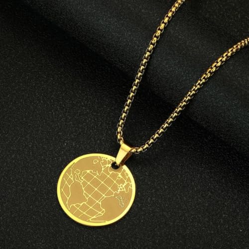 Collier globe terrestre vintage en pendentif pour femme avec chaîne élégante