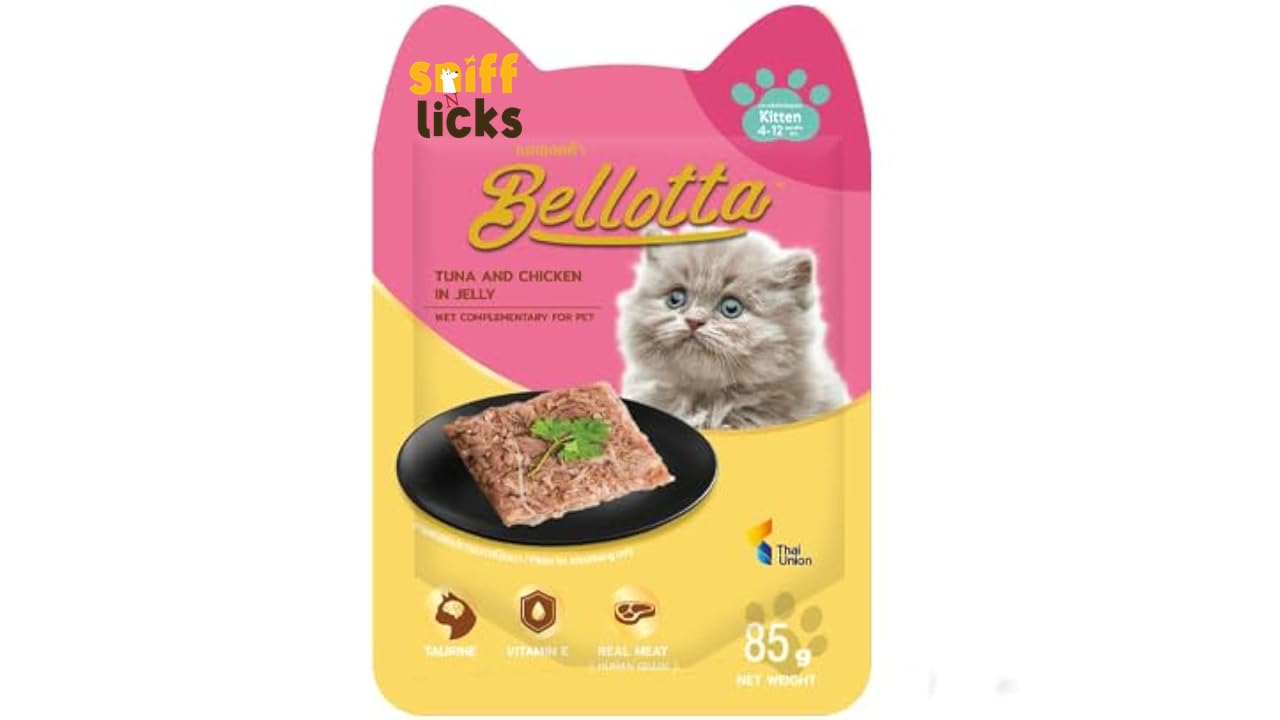 Bellotta Sniff N Licks Wet Food for Kittens Cats Real Meat (Human Grade) Tuna and Chicken in Jelly, 85 g (Pack of 48) from House of Thai Union - Bellotta (B0CV7T9F1T) Amazon Price History, Amazon Price Tracker