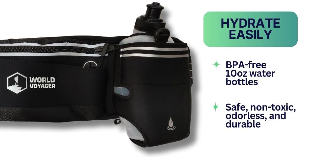 Hydrabelt Ultra Trinkgürtel für Läufer, 2 Taschen, BPA-freie Wasserflaschen, Schwarz, Einheitsgröße, Trinkgürtel mit 2 Taschen und 2 Wasserflaschen, Schwarz, Einheitsgröße, Trinkgürtel mit 2 Taschen