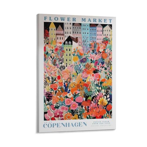 Marché aux fleurs de Copenhague impression sur toile pour chambre apaisante