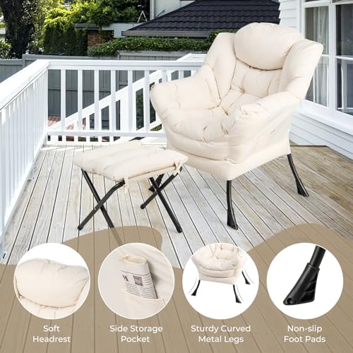 Sillón Ergónomico Plegable Beige miniatura 6