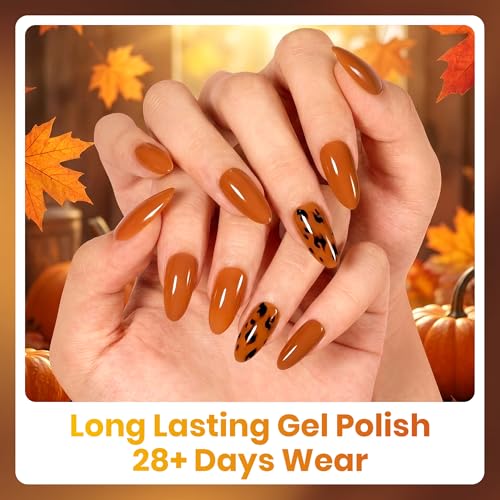 Image of Beetles Brown Gel Polish Set - Maillard Season Collection, 6 Colors Brown Orange Yellow Fall Colors Polish Kit, Soak off Uv Led Lamp Needed Manicure DIY Home