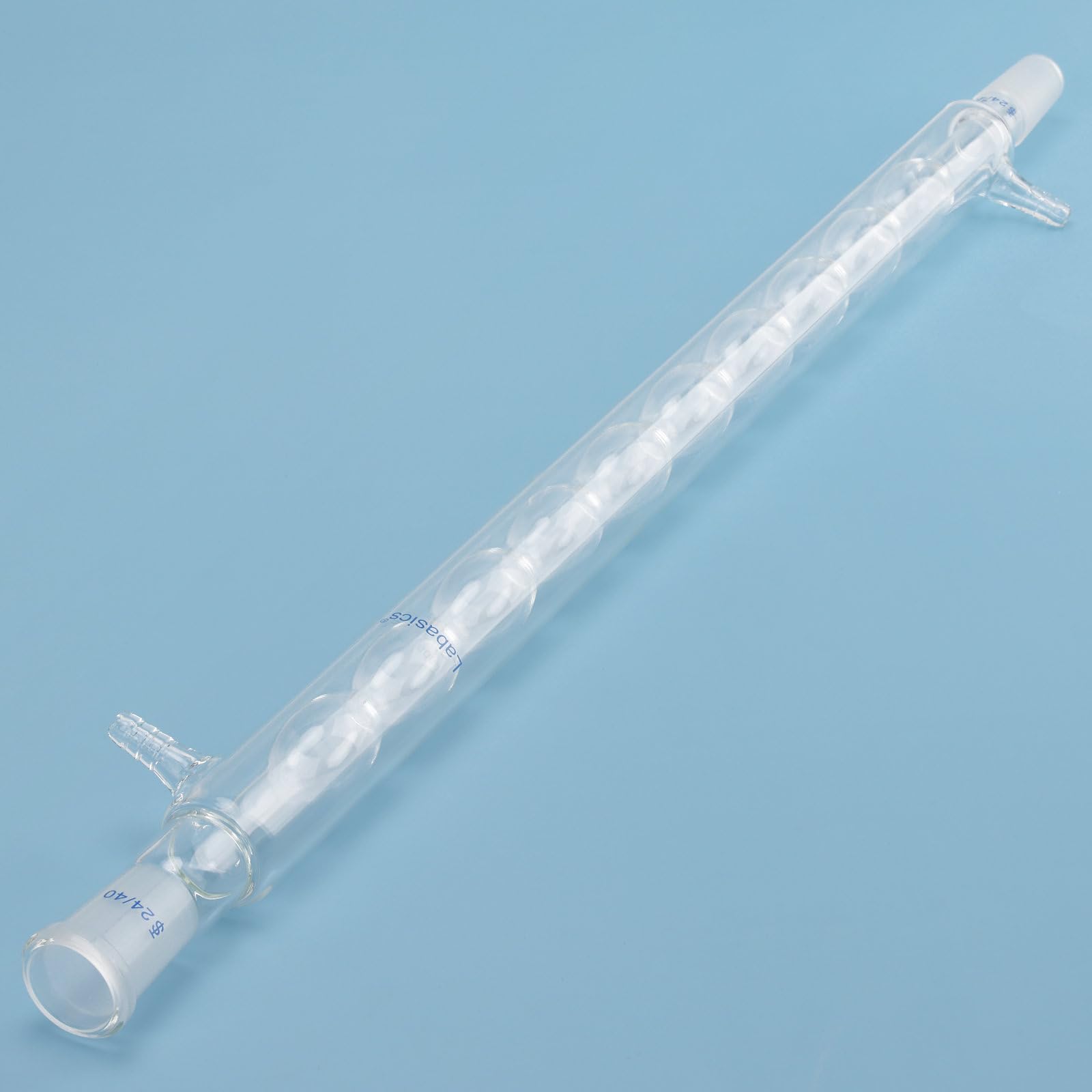 Labasics kondensator Allihn ze szkła borokrzemowego, złącze szlifowane 24/40, długość kurtki 500 mm, szklany chłodnica laboratoryjna do destylacji i refluksu