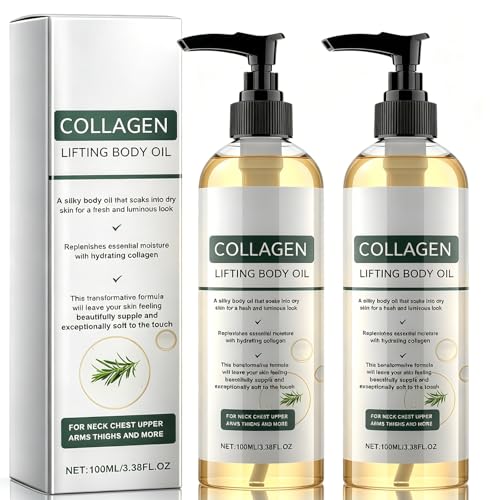 Collagen Oil for Skin Tightening Daily Body Moisturizing Oil Hydrating & Smoothing Skin Care for All Skin Types Lightweight Body Care Oil 2PCS