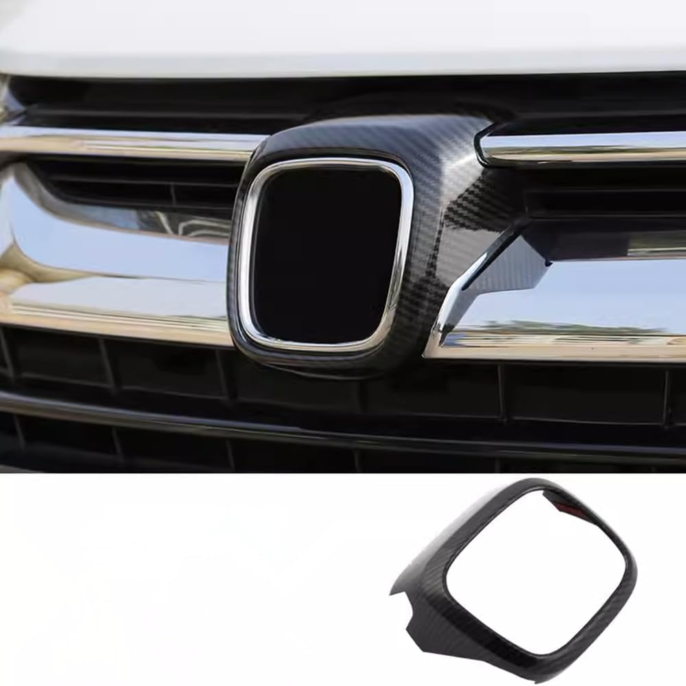 Isolay Car Accessories ABS Carbon fiber Style Car Front Grille Logo Frame Cover Decoration Trim Fit For Honda CRV CR-V 2017-2021 （1 Pcs）
