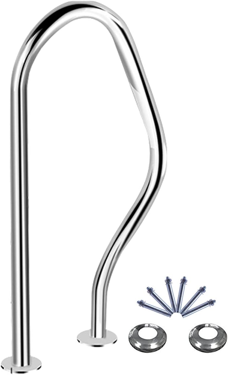 Durable 304 Stainless Steel Swimming Pool Stair Rail with Blue Grip Cover & Skimmer, Heavy-Duty Handrails for Safety, 250lbs Load Capacity, Ideal for Pools & Hot Tubs