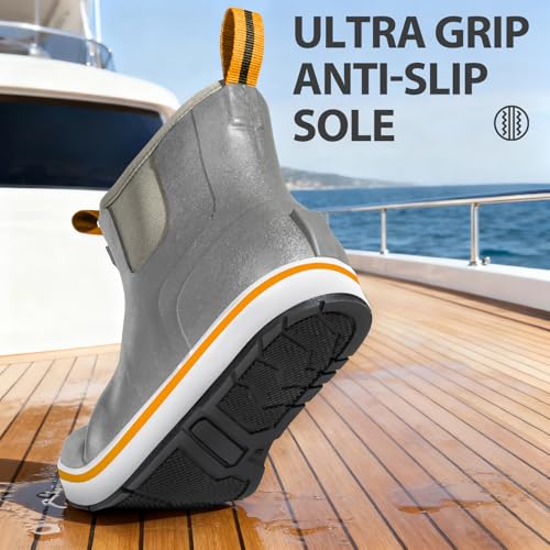 Image of Men's Deck Boots Waterproof High-Traction Rubber Fishing Rain Boots