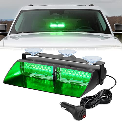 Image of Nilight Green Emergency Strobe Lights Windshield Hazard Warning Safety Flash Light with Suction Cups Super Bright LED Lights for Police Enforcement Firefighters Vehicle Truck