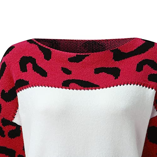 Pull tricot léopard à patchwork effet velours chaud et élégant