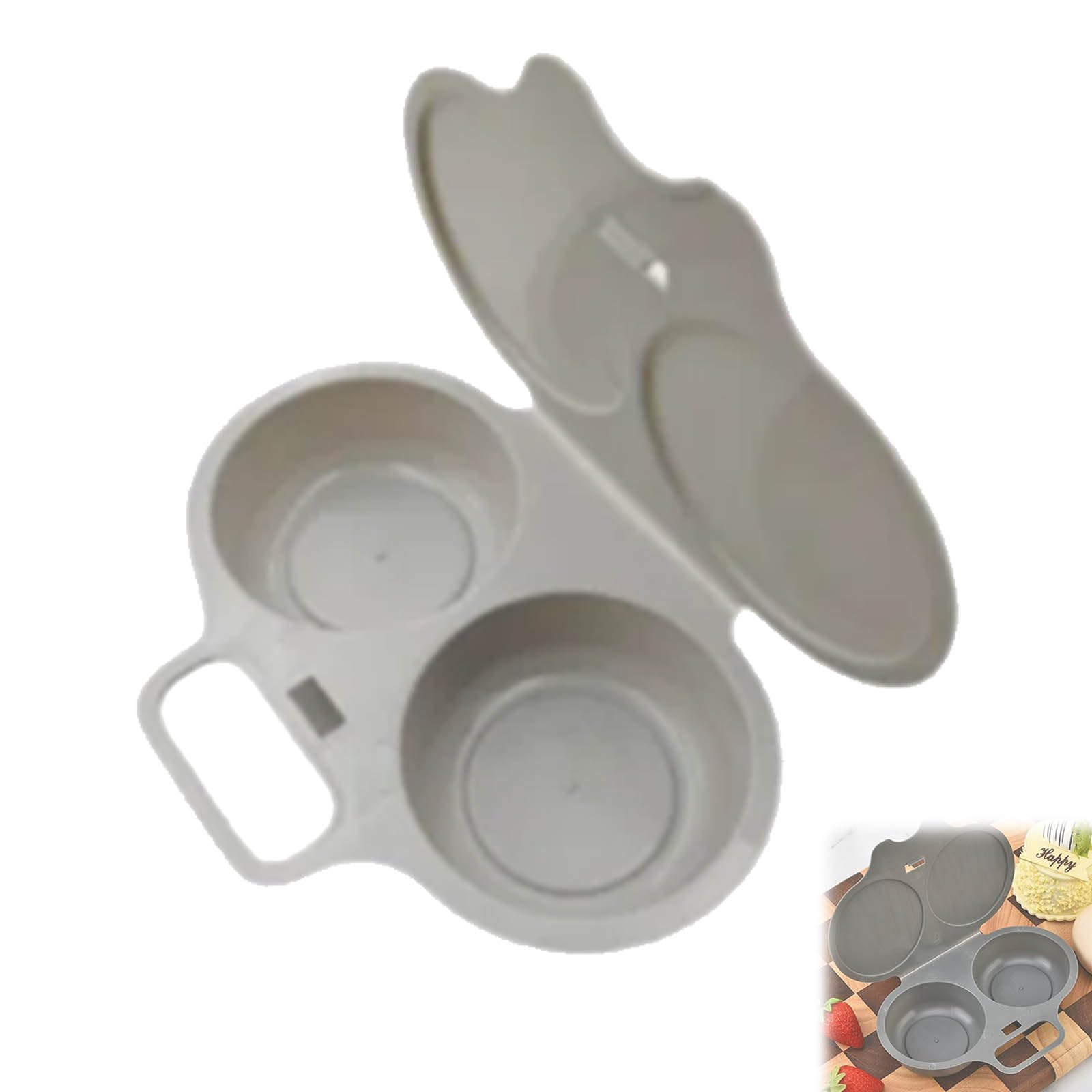Dual Cavity Microwave Egg Poacher for Quick Oil-Free Cooking，Light Gray