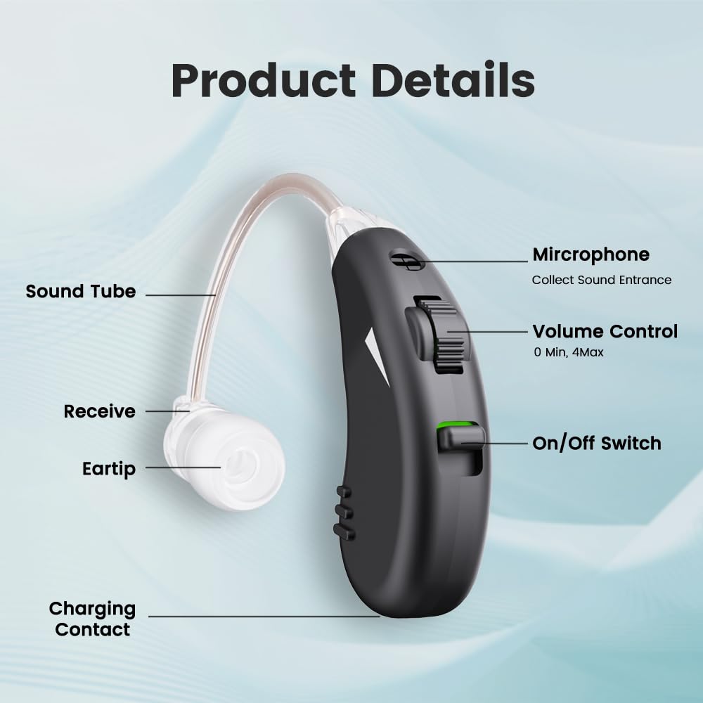 JINGHAO Amplificateur De Son, Paire d'amplificateurs sonores personnels rechargeables pour contours, Noir