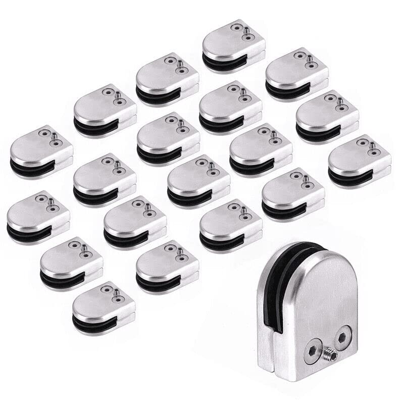 Soporte para cristal de acero inoxidable pulido, para diferentes materiales de vidrio con un grosor de 5/16-2/5 pulgadas, plateado, 20 unidades