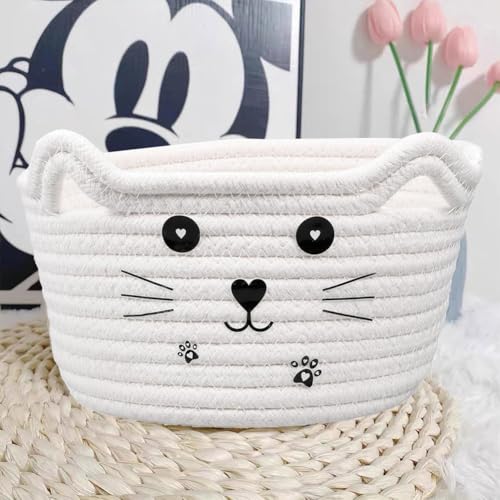 Aufbewahrungskorb Baby Spielzeug,Aufbewahrungskorb Aus Baumwollgewebe,Waschekorb Geflochten Kinder Katze,Katzen-Aufbewahrungsbox Aus Baumwolle,Zur Aufbewahrung Geeignet Spielzeugkorb,12*21*12CM,Kiuiom