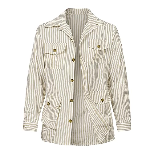 Xiaojmake Safari Jacket Men Belted Long Sleeve Button Down Corduroy Shirt Jacket Striped Midi-Length Cotton Coat with Pockets2