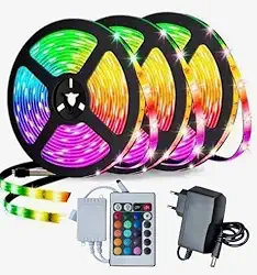 Fita Led 10Metros RGB 5050 Ip65 - Kit Completo Controle 24 Teclas Fonte 12V