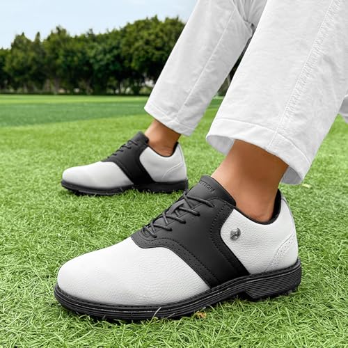 Image of Spikes Golf Shoes Men Professional Golf Shoes Waterproof Walking Footwears for Golfers Outdoor Gym Sneakers