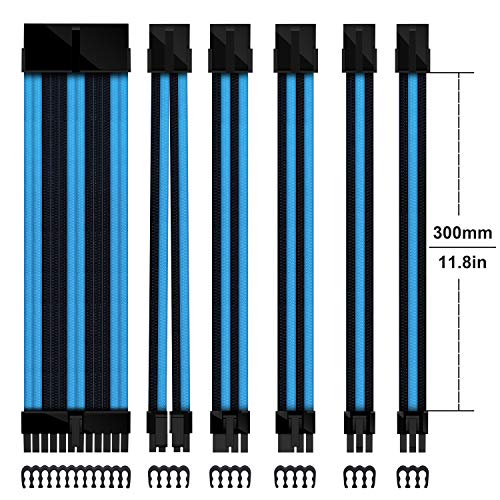 EZDIY-FAB MOD Sleeved Cable - Cavo Prolunga per Alimentatori con Extra Sleeves 300mm-Nero Blu